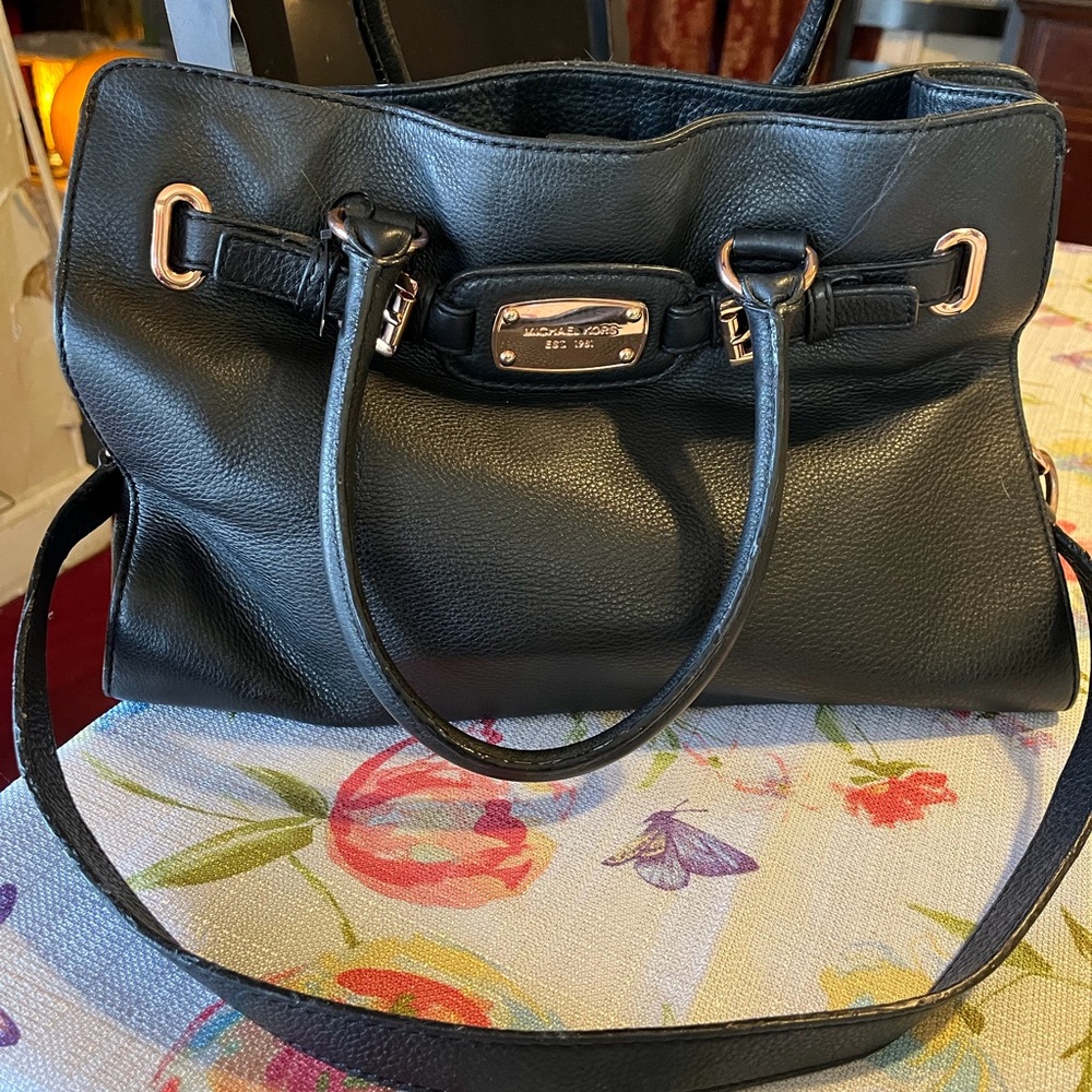 Michael Kors Black LeatherHamilton  satchel Shoulder  or hand Bag